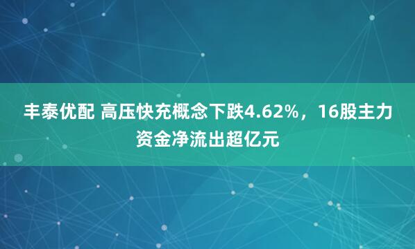 丰泰优配 高压快充概念下跌4.62%，16股主力资金净流出超亿元